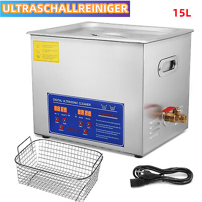15L Ultrasonic Cleaner Sonic Cleaning Equipment 304 SUS Industry Heated w Timer $169.80