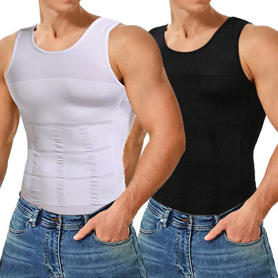 #ad Men Body Shaper Slimming Tummy Vest Thermal Compression Shirt Tank Top Shapewear $10.75