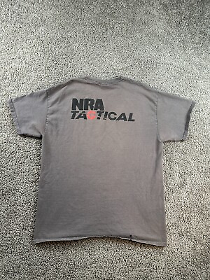 #ad #ad NRA Shirt Mens Large Gray Brown Tactical Crosshairs Short Sleeve Cotton FLAW $17.99