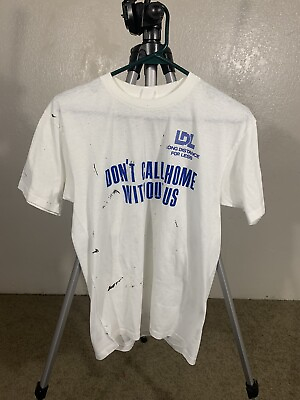 #ad Vintage Long Distance For Less White T Shirt Sz Medium Large Single Stitched $15.99