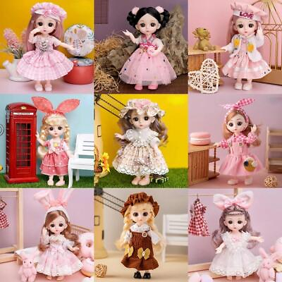 #ad Mini 16cm Bjd Doll 13 Movable Joint Girl Doll 3d Big Eyes 1 12 Fashion Princess $11.49
