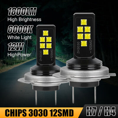 #ad 1 2 4X H7 H4 Car LED Headlight Bulb Fog Light Kit Driving DRL Lamp 6000K White $6.60