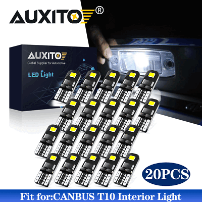 #ad AUXITO 20x T10 194 2825 LED Light Bulb 168 White Super Bright Canbus Error Free $12.99