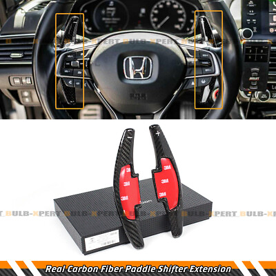 For 18 22 Accord Civic Real Carbon Fiber Steering Wheel Paddle Shifter Extension $78.84