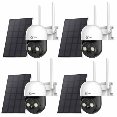#ad WiFi Audio Security Camera System Solar Panel 360°Home Wireless 4MP Outdoor $169.99