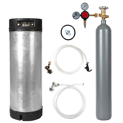 #ad Keg Kit Reconditioned 5 Gal Ball Lock Keg amp; 7 lb. CO2 Tank NEW Regulator amp; Parts $159.95