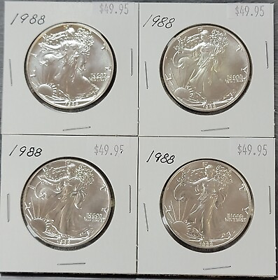 #ad 1988 American Silver Eagle Coin BU 1 Oz US $1 Dollar Brilliant Uncirculated Mint $48.01