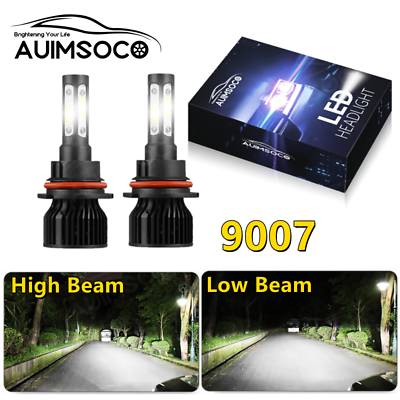 #ad Pair 4 sides 9007 LED Headlight Bulbs Kit 6000K White High Low Beam Light Bulb $35.99