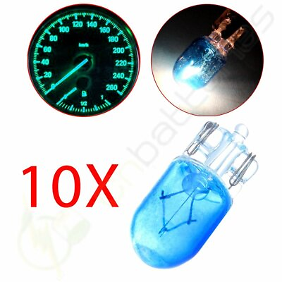 #ad 10Pcs Blue Wedge Halogen Bulbs Side Marker Clearance Light T10 W5W 194 168 158 $8.69
