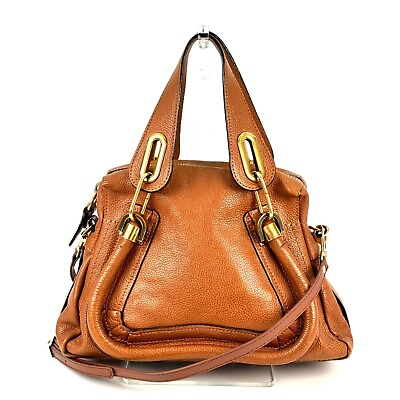 #ad Chloe Vintage Paraty Large 2Way Shoulder Tote Bag Leather Brown X03 0287 $169.99