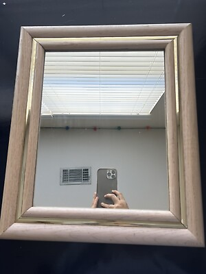 #ad Wooden Frame Square Mirror With Gold Accent Detail $15.00
