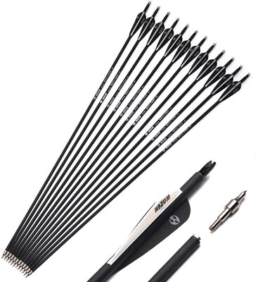 #ad 12Pc 32 Inch Carbon Arrows Spine 500 7.8mm Archery Compound Recurve Bow Hunting $29.96