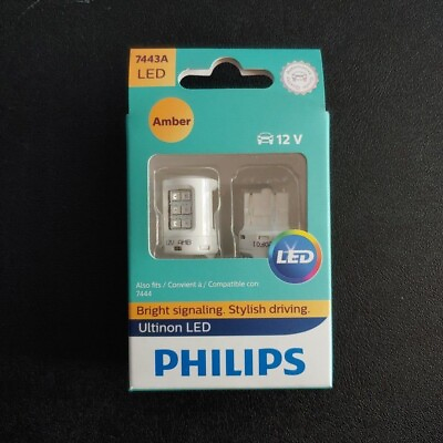 #ad Philips Ultinon LED Light 7443 Amber Orange Two Bulbs Turn Signal New Open Box $19.99