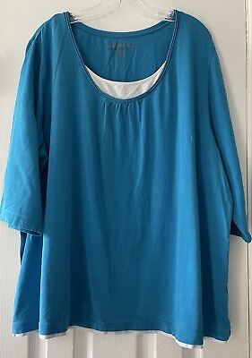 #ad Catherines Suprema Collection Women’s Plus Size 1X Blue Polo Top Shirt $18.00