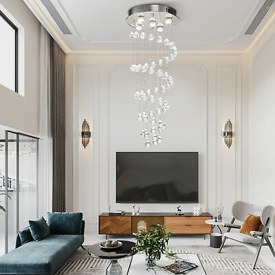 #ad Modern Spiral Lighting Drop Chandelier Crystal Pendant Lamp Ceiling Light Home $99.91