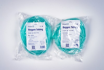 Global Medical Products Oxygen Supply Tubing Adult 25ft GREEN 2025G QTY 2 $8.99