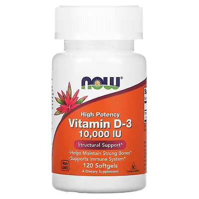 #ad Now Foods High Potency Vitamin D3 10000IU 120 Softgels Structural Support USA AU $28.40