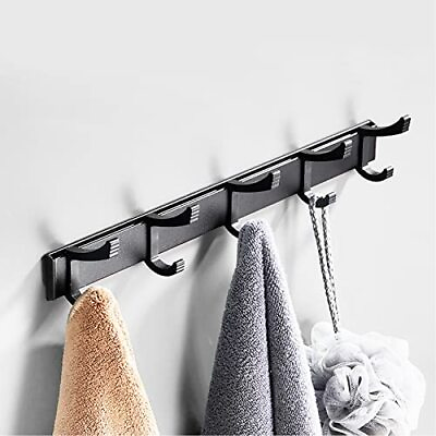 #ad Aluminum Coat Rack Movable Double Hooks Heavy Duty Wall Mount Towel Holder Me... $27.77