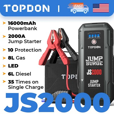 #ad #ad TOPDON 2000 Amps Jump Starter Car Battery Charger Booster Power Bank Jumper Box $83.99