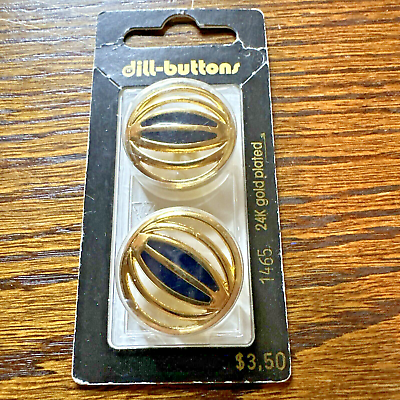 #ad New Vtg 2 PK Dill Buttons 24K Gold Plated #1465 1” 25 MM Made in Germany $11.12