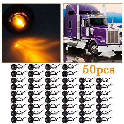 #ad 50x Amber 3 4quot; Round LED Bullet Light Clearance Side Marker Truck Trailer Jeep $41.79