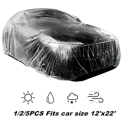 Clear Plastic Temporary Universal Disposable Car Cover Rain Dust Garage Cover $6.29