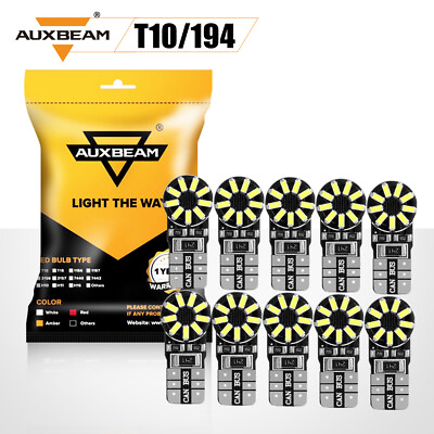 #ad 10X AUXBEAM T10 2825 194 168 White LED Map Dome License Plate Light Canbus Bulbs $14.99