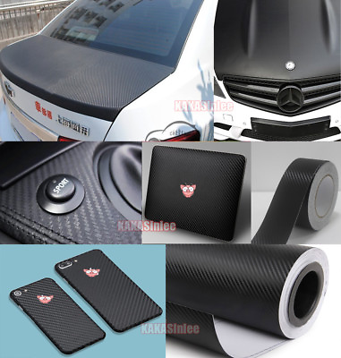 #ad DIY 3D Texture Grain Carbon Fiber Vinyl Sticker for Car Phone Wrap Black CF $3.48