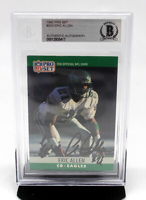 #ad 1990 Pro Set Card #243 Eric Allen Eagles Signed Auto Autograph Beckett Authentic $94.95