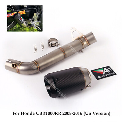 #ad Slip for Honda CBR1000RR 2008 2016 Exhaust Tips Tail Carbon Mid Link Pipe System $178.07