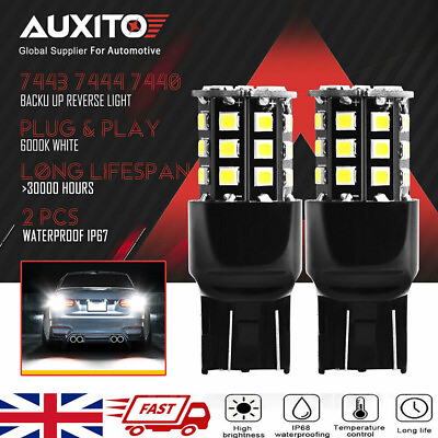 #ad 2x W21W W5W T20 580 7443 Reverse DRL Turn Sidelight Bulbs 6000K White AUXITO UK GBP 10.99