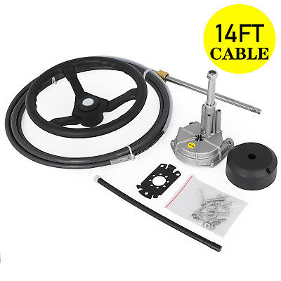 #ad 14 Feet Boat Rotary Steering System Outboard Kit SS13714 Marine With 13.5quot; Wheel $110.99