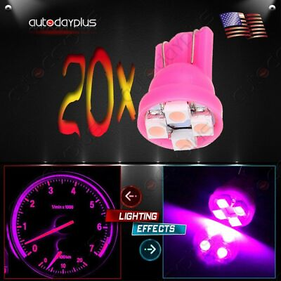 #ad 20X Purple T10 Wedge 4SMD LED Instrument Cluster Light Bulb W5W 2825 158 168 192 $8.96