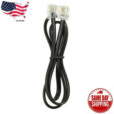 #ad 3FT Telephone Line Cord Cable Wire 6P4C RJ11 DSL Modem Fax Phone to Wall Black $3.25