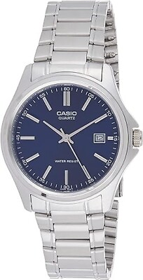 #ad Casio Analog Silver Blue Metal Band Men MTP 1183A 2ADF $33.99
