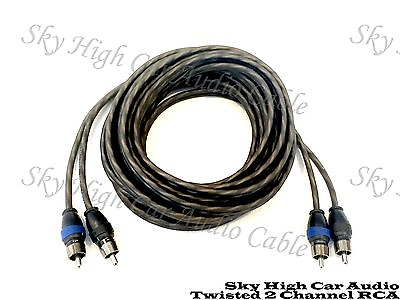 #ad Sky High Car Audio 2 Channel Twisted 20 ft RCA Cables Coated 20#x27; OFC $15.49