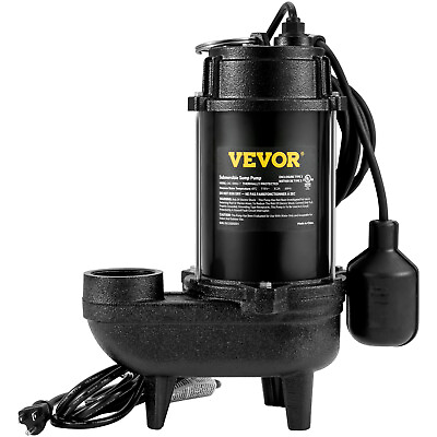 #ad VEVOR Submersible Sewage Pump Water Pump 3 4 HP 5880GPH Cast Iron with Float $116.89