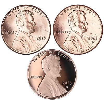 #ad 2023 P D S Lincoln Shield Cent 3 Coin Set $9.99