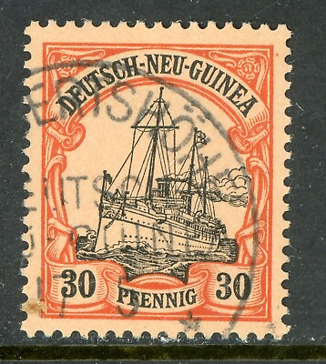 #ad Germany 1901 New Guinea 30pf Orange Black Yacht Unwmk Scott # 12 VFU X294 $17.00