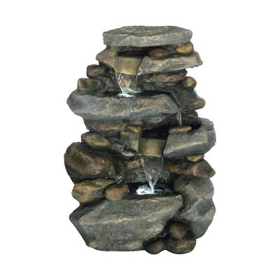 #ad Pure Garden Freestanding Fountain 25.50quot;H Resin Unique Outdoor W LED Lights $220.15