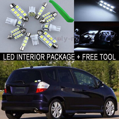 #ad White Interior Package Light Bulb 8X Kit For 2009 2013 Honda Fit Jazz Tool J $11.42