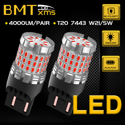 #ad 2x 7443 7440 Red LED Brake Stop Tail Light Bulbs For Toyota Tacoma Civic Odyssey $14.99
