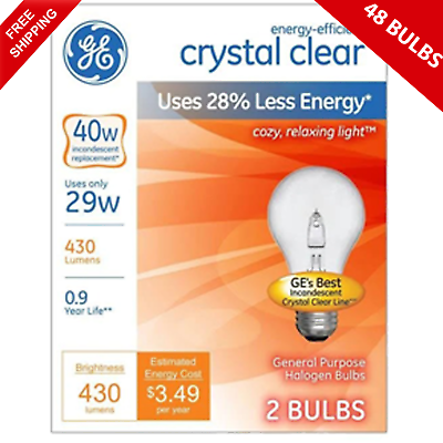 #ad GE 40 WATT Light Bulbs Crystal Clear 430 Lumens Dimmable Classic Single Bulbs $59.00