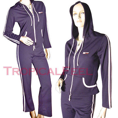 #ad TOMMY SPORT New 2pc SET Track Suit Womens Zip Hoodie Pant Navy Blue Made in USA $65.00