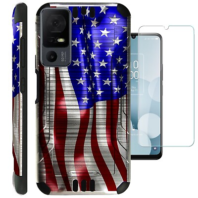 #ad SILVERGUARD For TCL 40XL 40T Phone Case Cover TEMPERED GLASS US FLYING FLAG $15.50