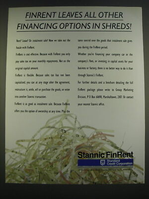 #ad 1989 Standard Credit Corporation Stannic FinRent Ad $19.99