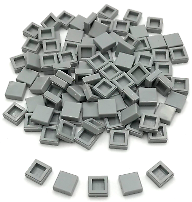#ad #ad Lego 100 New Light Bluish Gray Tiles 1 x 1 with Groove Flat Smooth Pieces $6.99