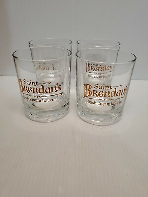 #ad Saint Brendan#x27;s Irish Cream Liqueur Set of 4 Round Rocks Style Cocktail Glasses $10.00