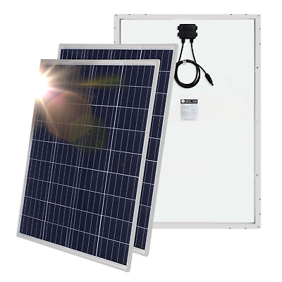 #ad Mighty Max 200 Watt Solar Panel Poly 2pc 100w Watts 12V RV Boat Home 2 Pack $124.99