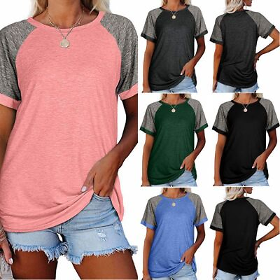 #ad Women Short Sleeve Crew Neck Casual Blouse T Shirt Loose Tunic Tops Tee Summer $16.39